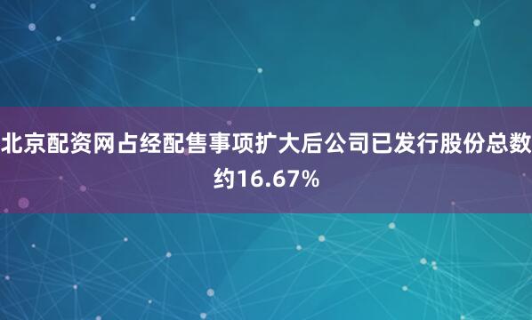 北京配资网占经配售事项扩大后公司已发行股份总数约16.67%